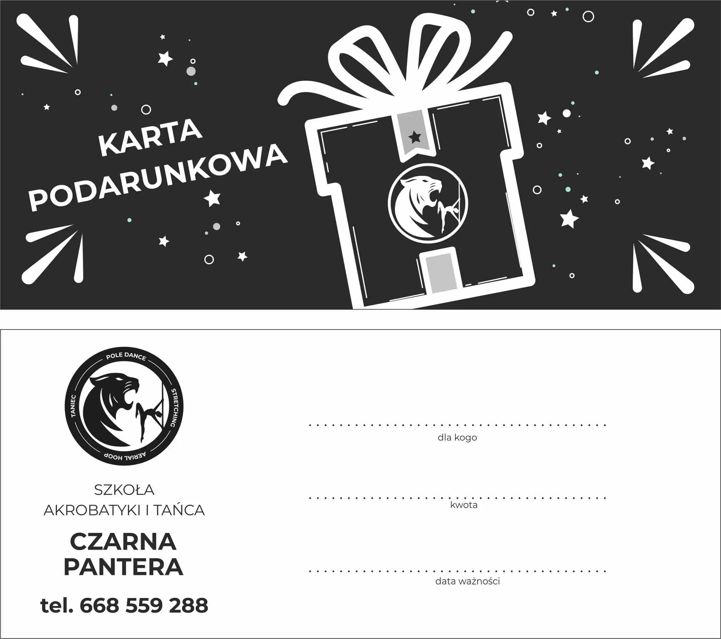 Karta podarunkowa na zajęcia w Szkole Czarna Pantera